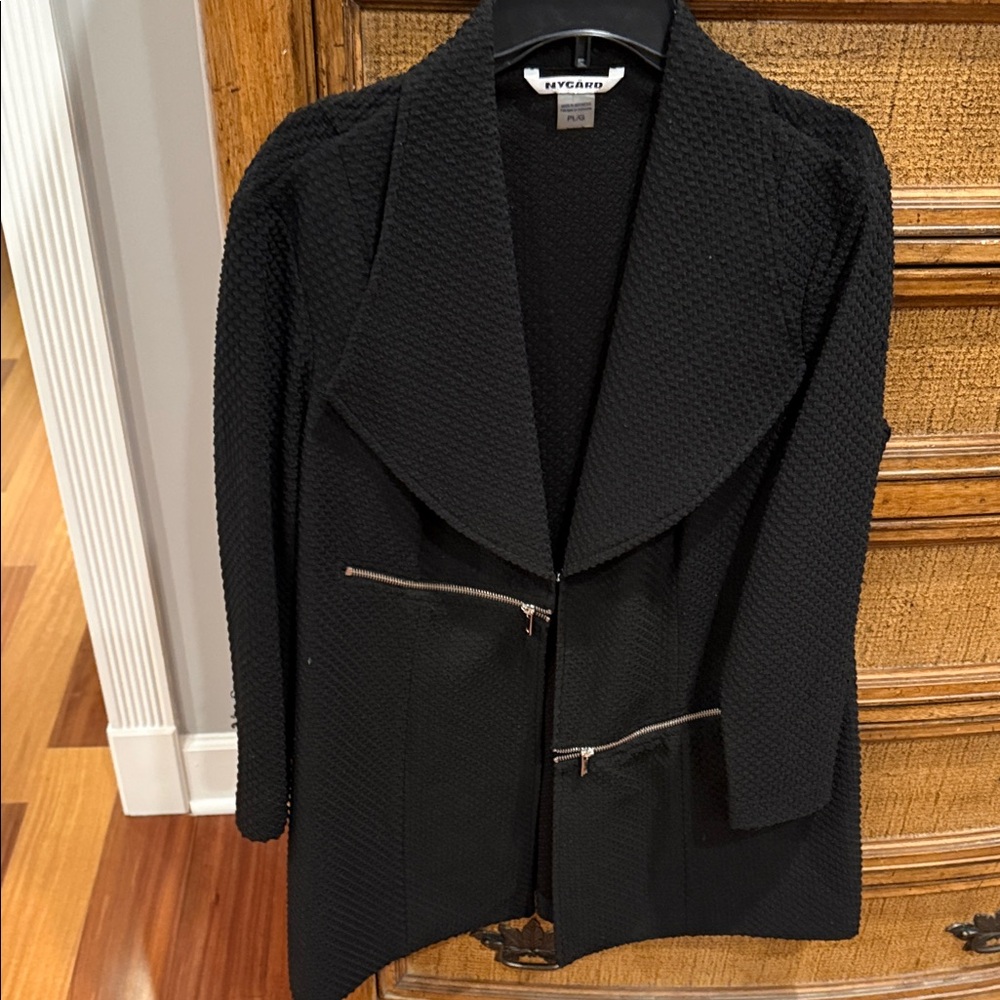 Peter Nygard Textured Black Blazer with Zipper Accents